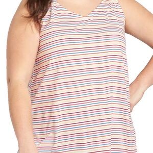 NWT Lane Bryant White Striped Summer Cotton Tank Top Size 22/24 3X